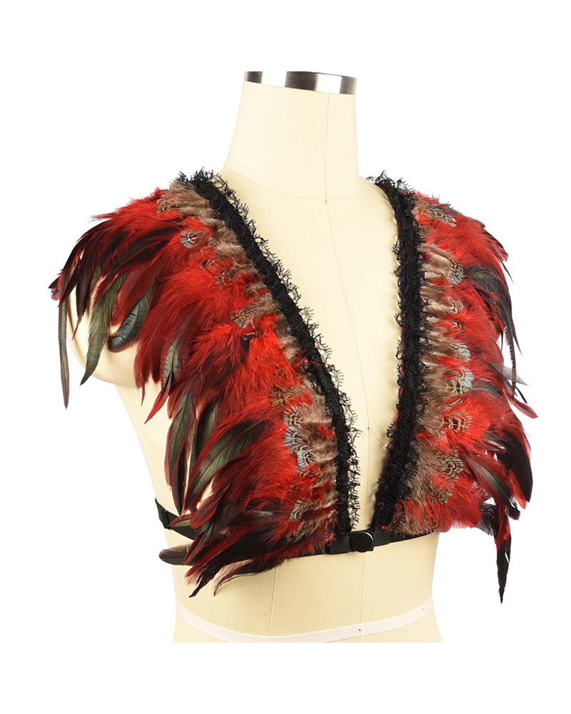 Lace Red Feather Lingerie