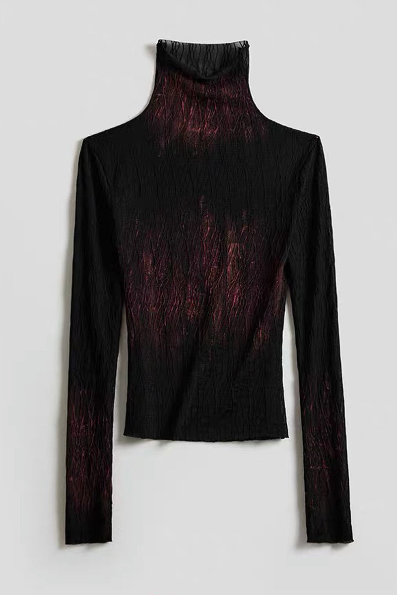 Punk Ombre Lace Knit Long Sleeve Top
