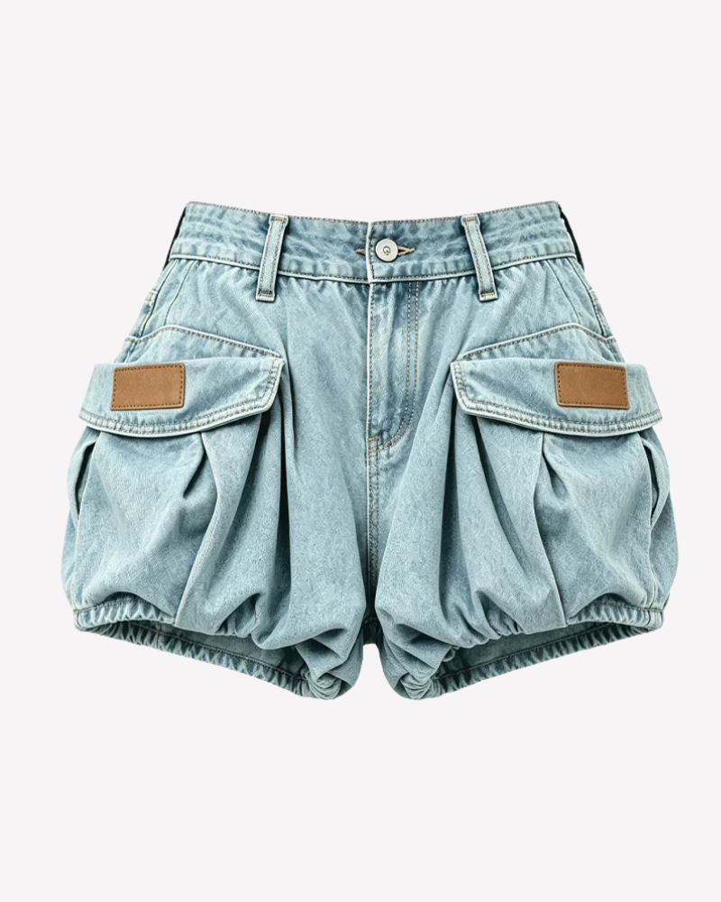 Summer Y2K Style Denim Mini Bubble Shorts Skirt