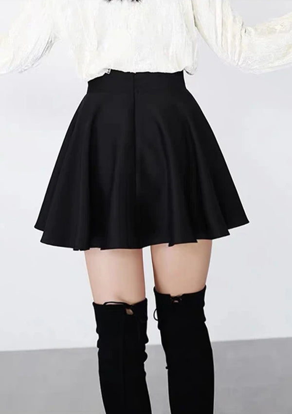 High Waist Black A-Line Skirt