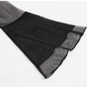 Collared Mesh Sleeves Mini Dress