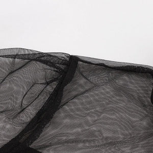 Collared Mesh Sleeves Mini Dress