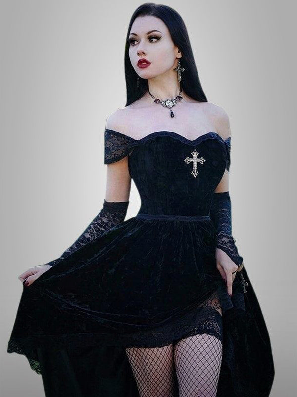 Breast Wrapped Lace Perspective Mesh Large Swing Dress