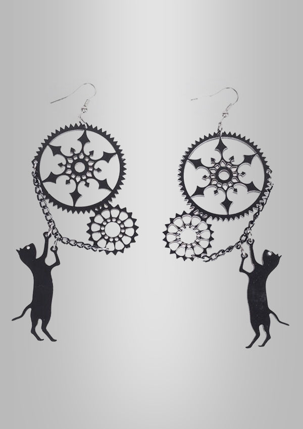 Gear Cat Earrings