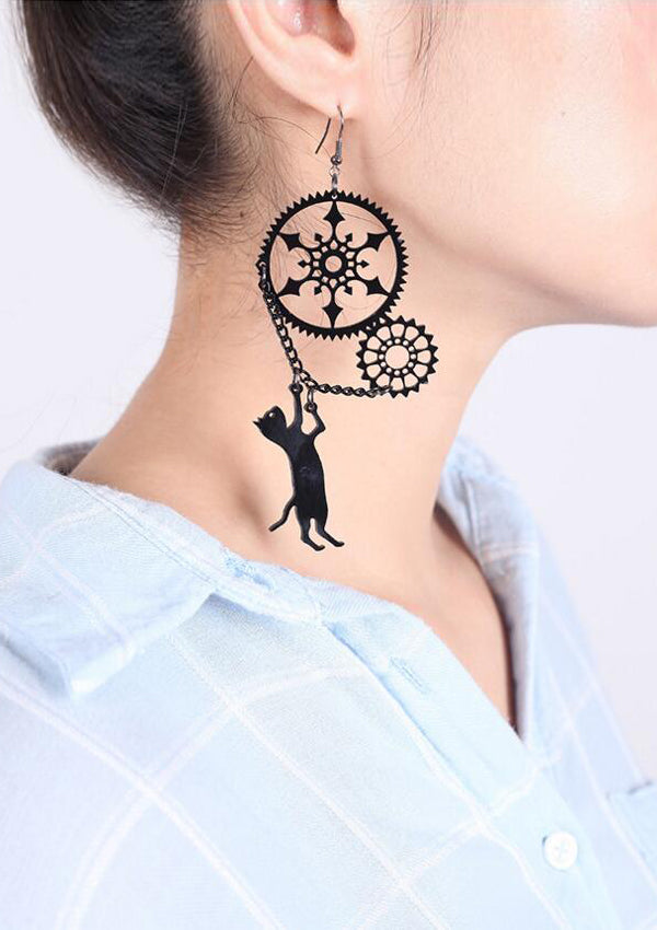 Gear Cat Earrings