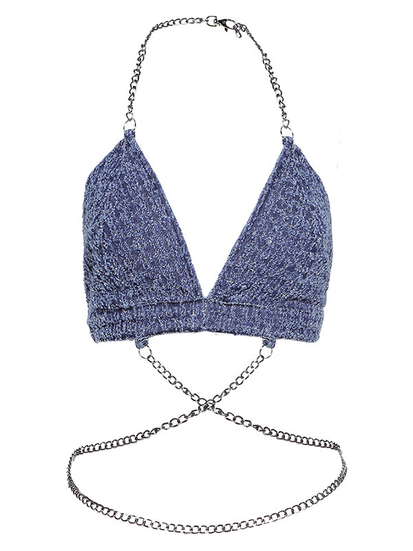 Chain Halter Backless Mini Top
