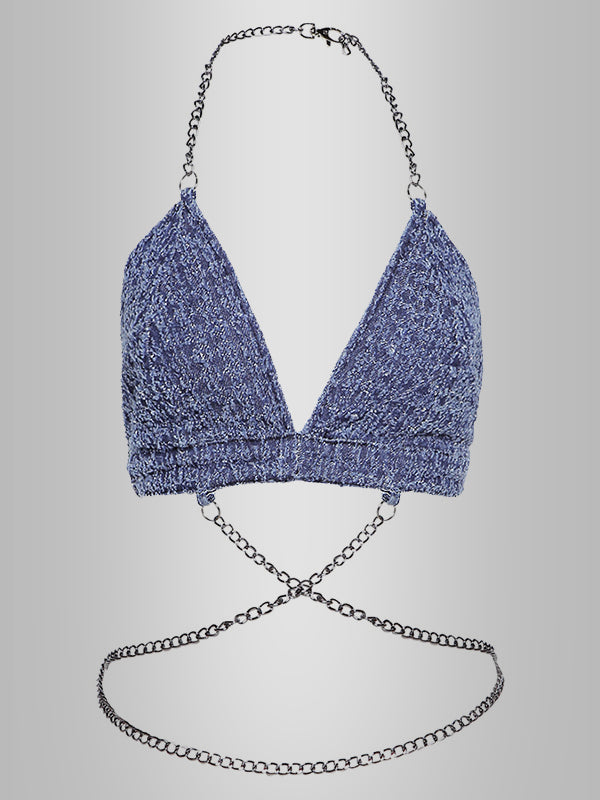 Chain Halter Backless Mini Top
