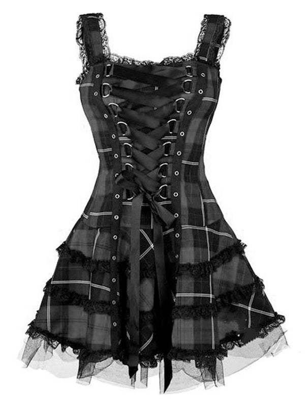 Medieval Gothic Punk Lace Up Dress