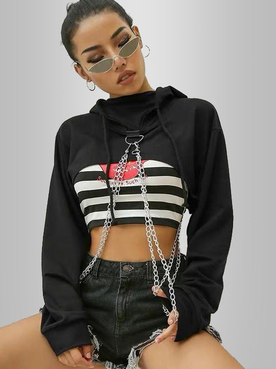 Chain Design Punk Crop Top