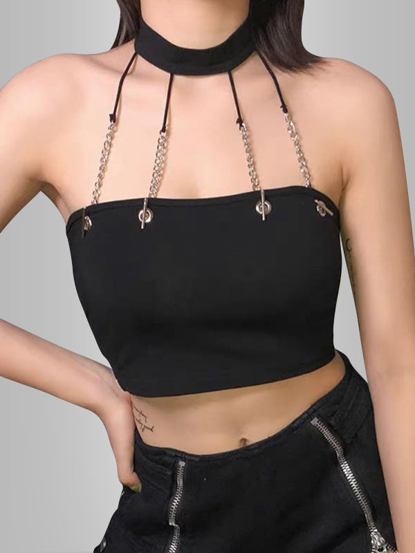 Chain Strapless Crop Top