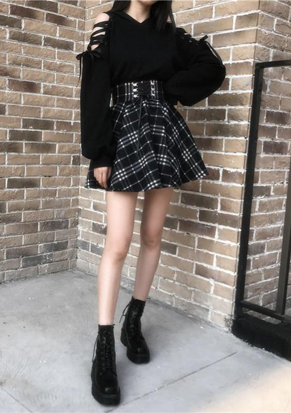 Lace-Up Plaid Punk Skirts