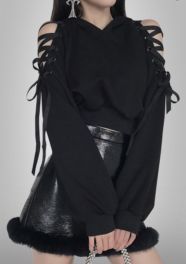 Devil Cat Ear Lace Up Hoodie