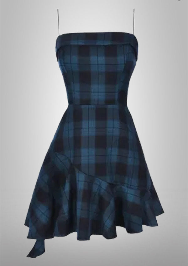 BLUE DARK GIRL Plaid Dress