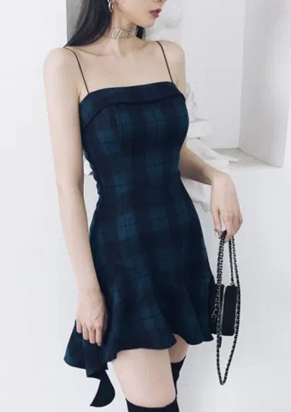BLUE DARK GIRL Plaid Dress