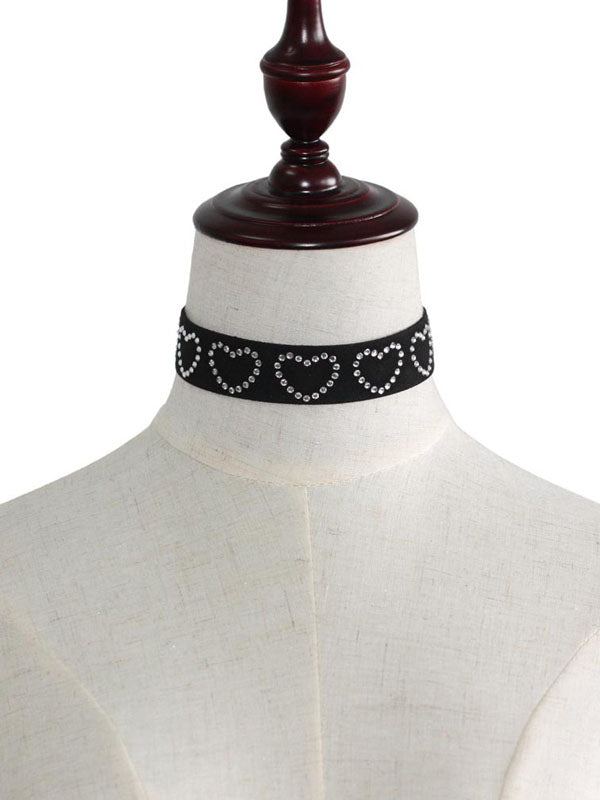 Velvet Microfiber Rivet Heart Choker