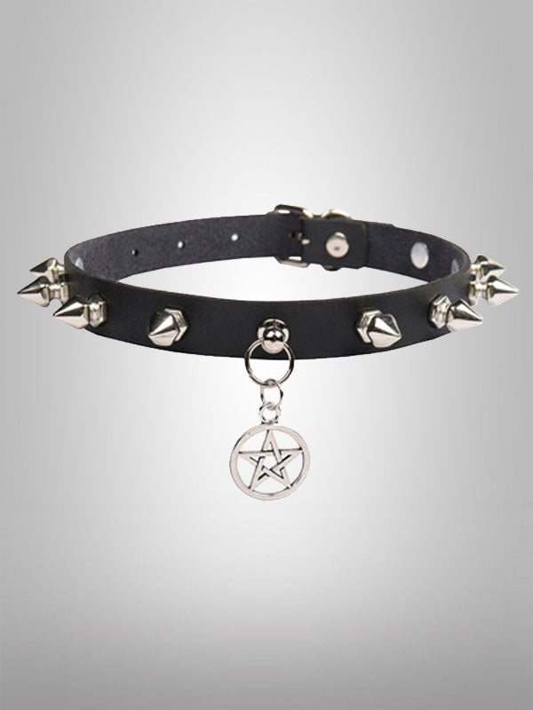 Rivets Pentacle Pendant Choker