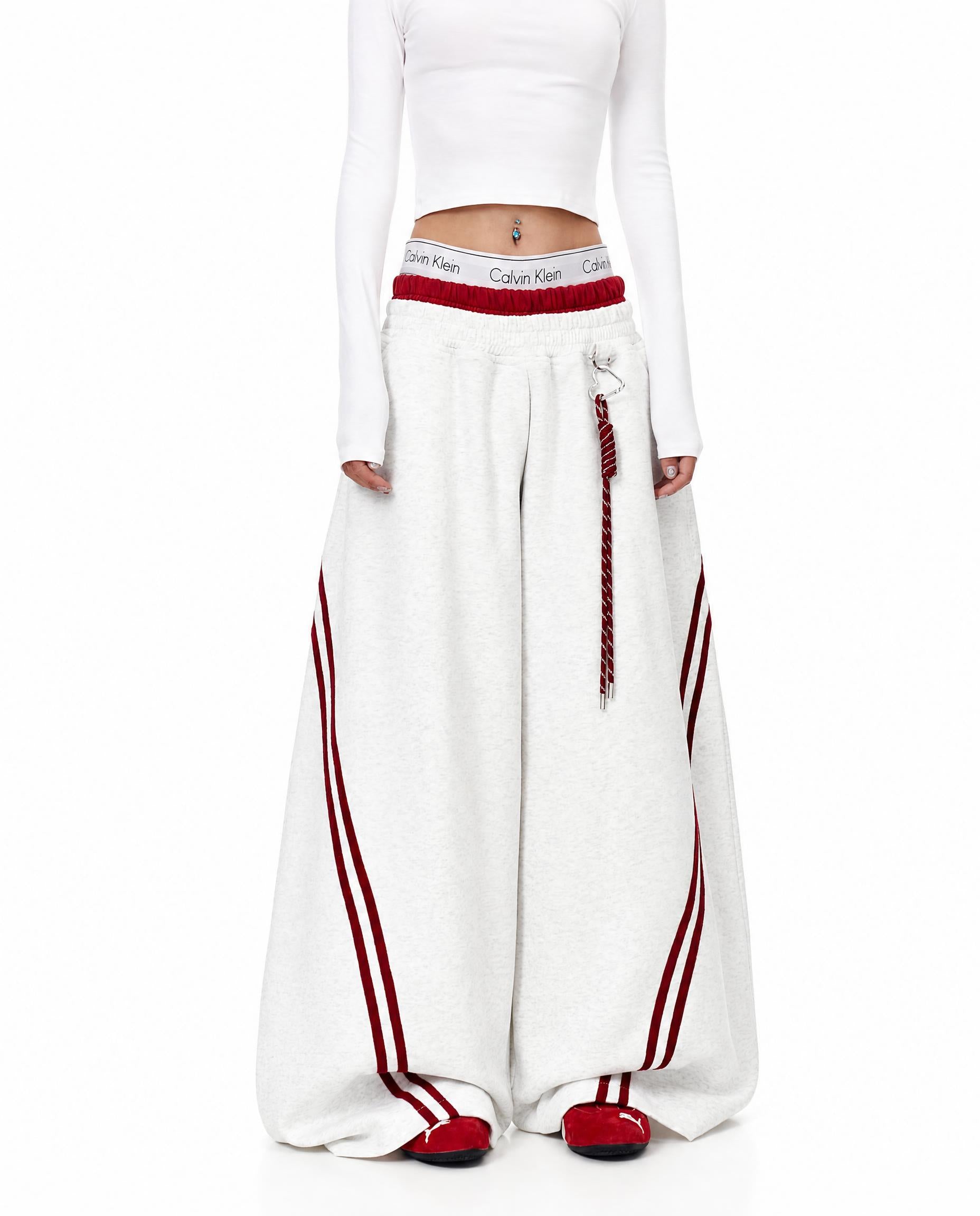 Striped Panel Wide-Leg Baggy Sweatpants American Streetwear