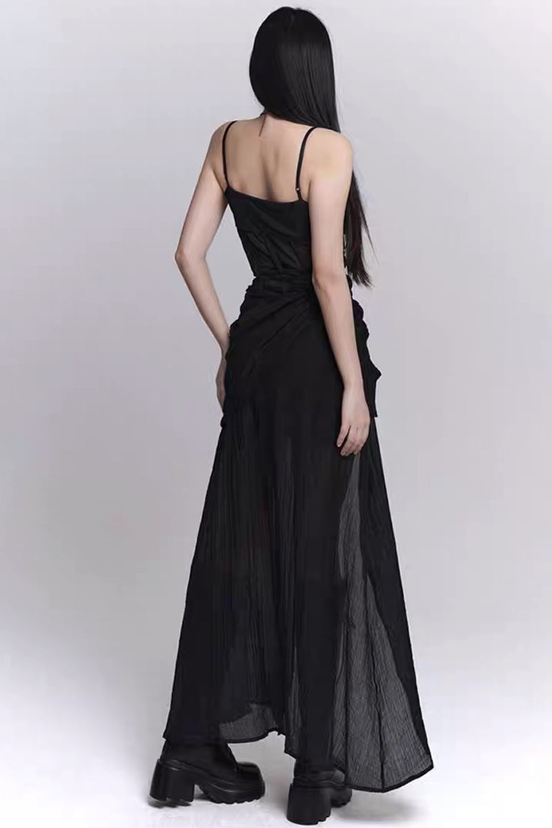 Edgy Black Vampire-style Slip Dress