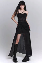Edgy Black Vampire-style Slip Dress