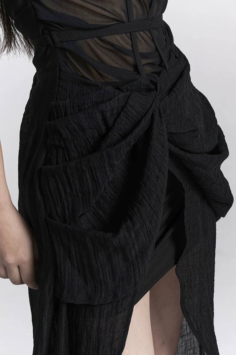 Edgy Black Vampire-style Slip Dress