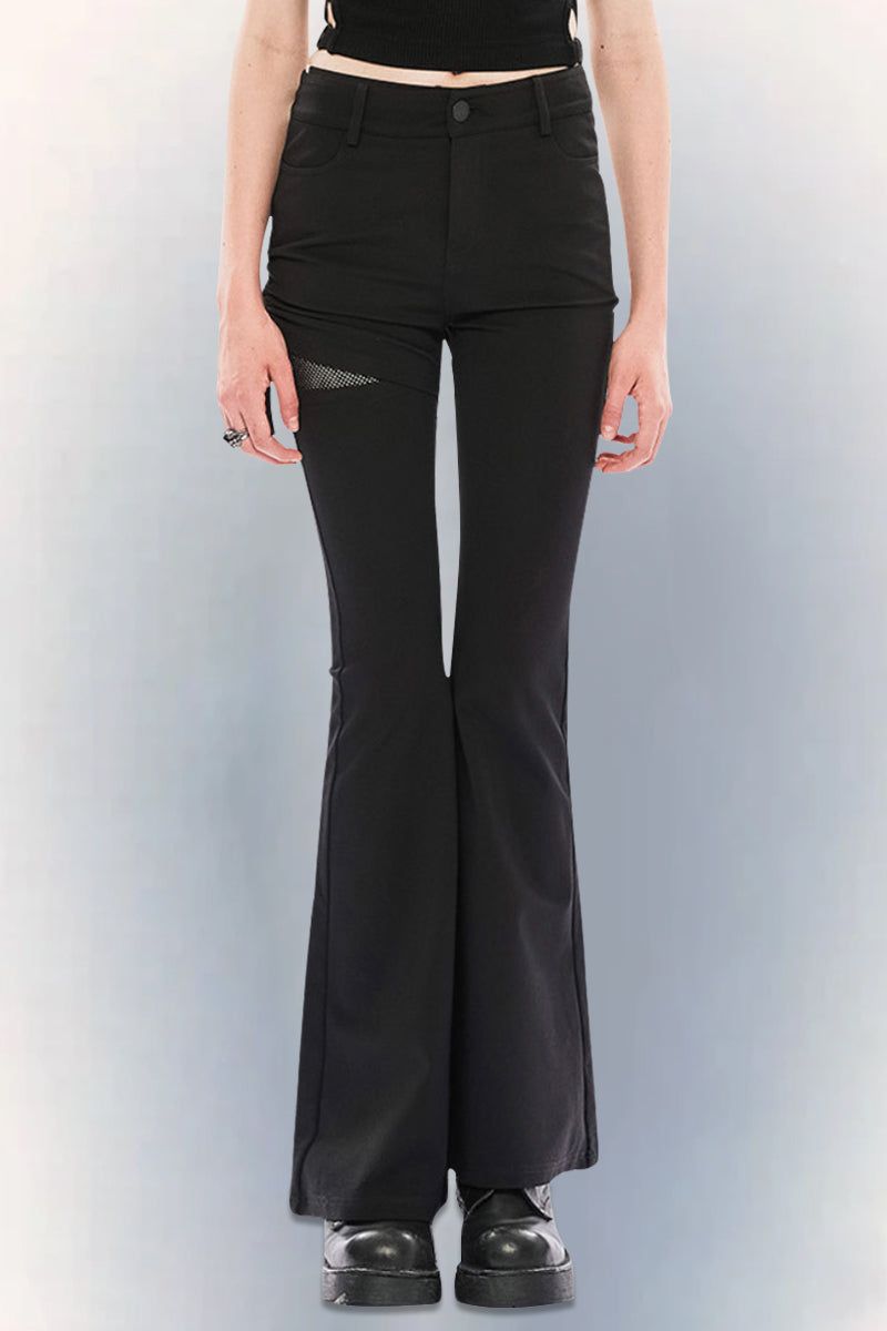 Edgy Street Style High-Waist Slight Flare Pants
