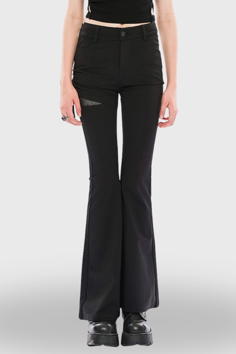 Edgy Street Style High-Waist Slight Flare Pants