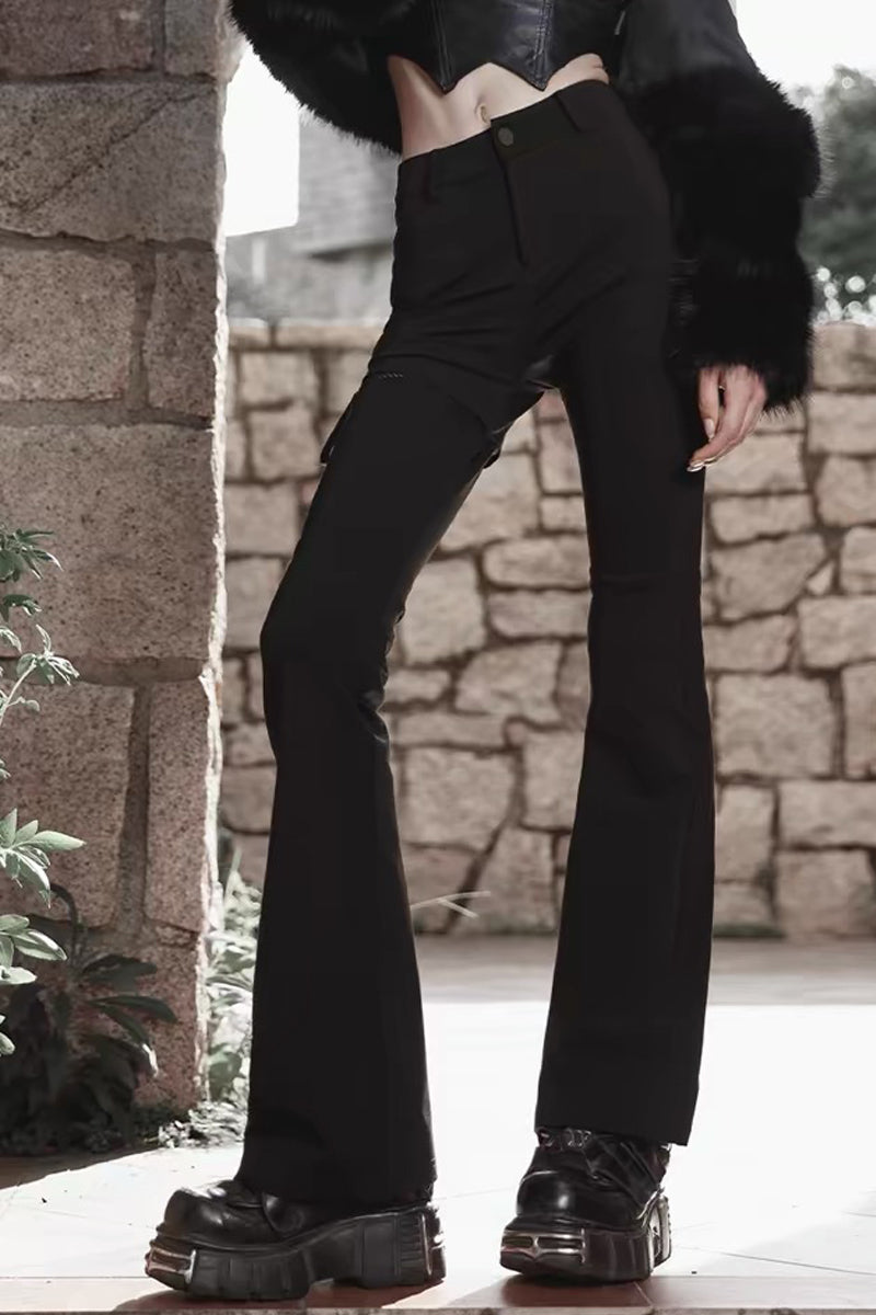 Edgy Street Style High-Waist Slight Flare Pants