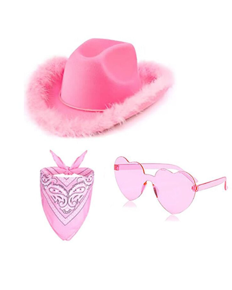 Feather Western Cowboy Hat Heart Sunglasses Cashew Nut Kerchief