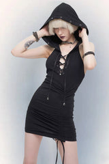 Gothic Hooded Sleeveless Mini Dress