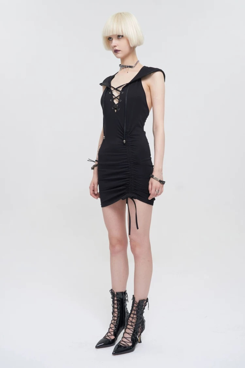 Gothic Hooded Sleeveless Mini Dress