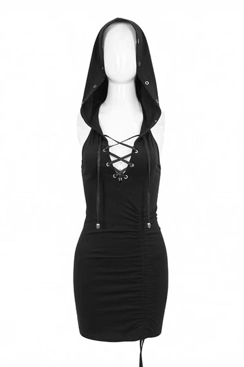Gothic Hooded Sleeveless Mini Dress