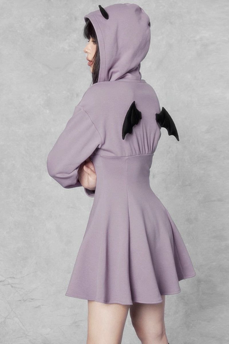 Gothic Little Devil Slim-Fit Hooded Dress