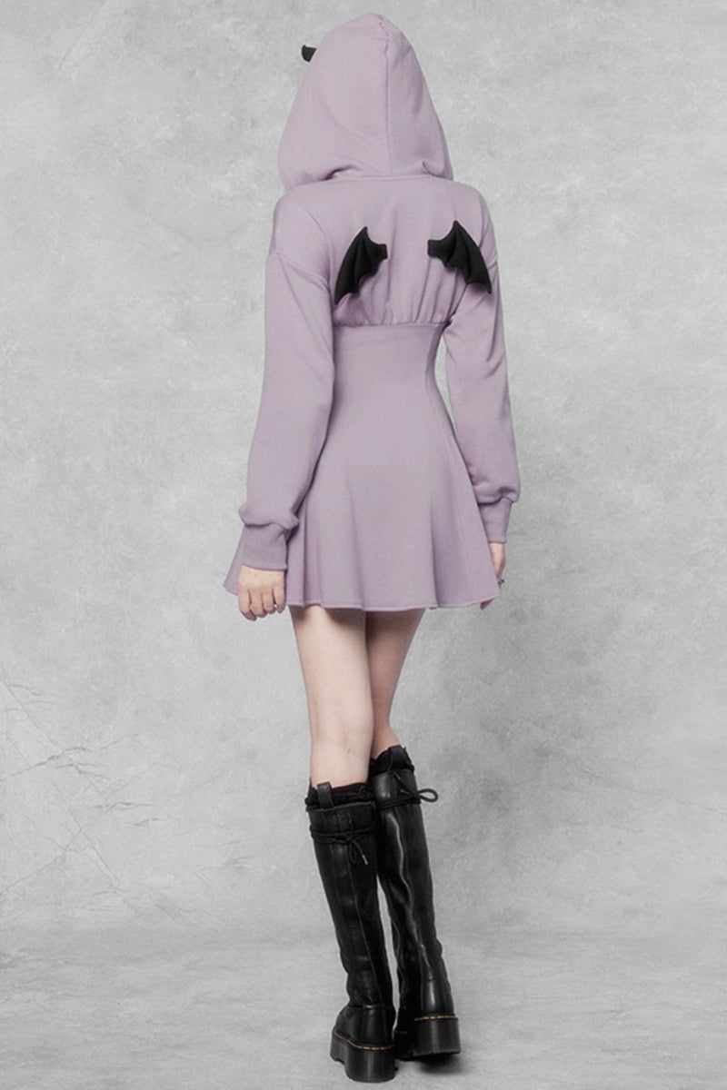 Gothic Little Devil Slim-Fit Hooded Dress