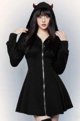 Gothic Little Devil Slim-Fit Hooded Dress