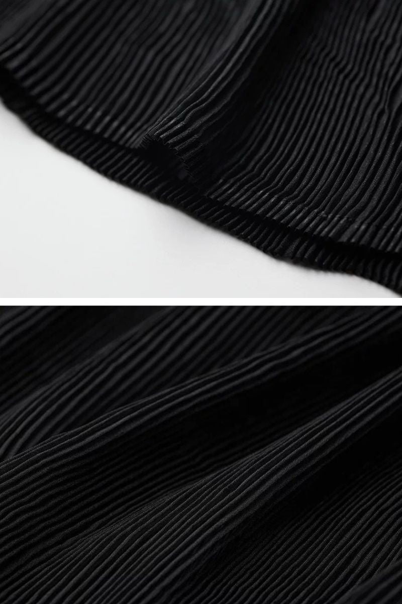 Gothic Pleated Mesh Paneled Top and Bandeau Set