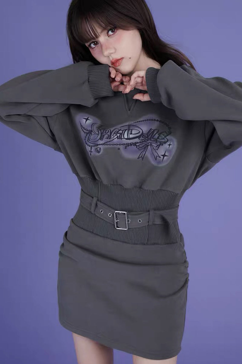 Hot Girl Fleece Hooded Sweatshirt Dress