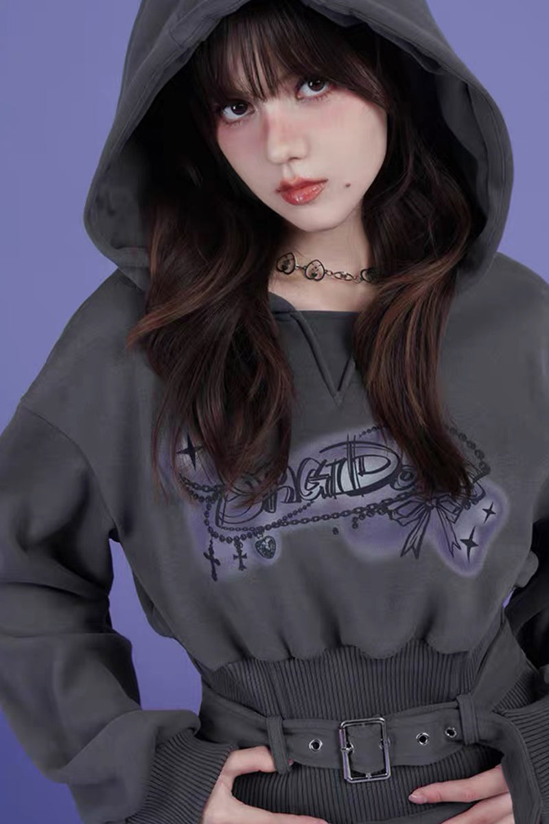 Hot Girl Fleece Hooded Sweatshirt Dress