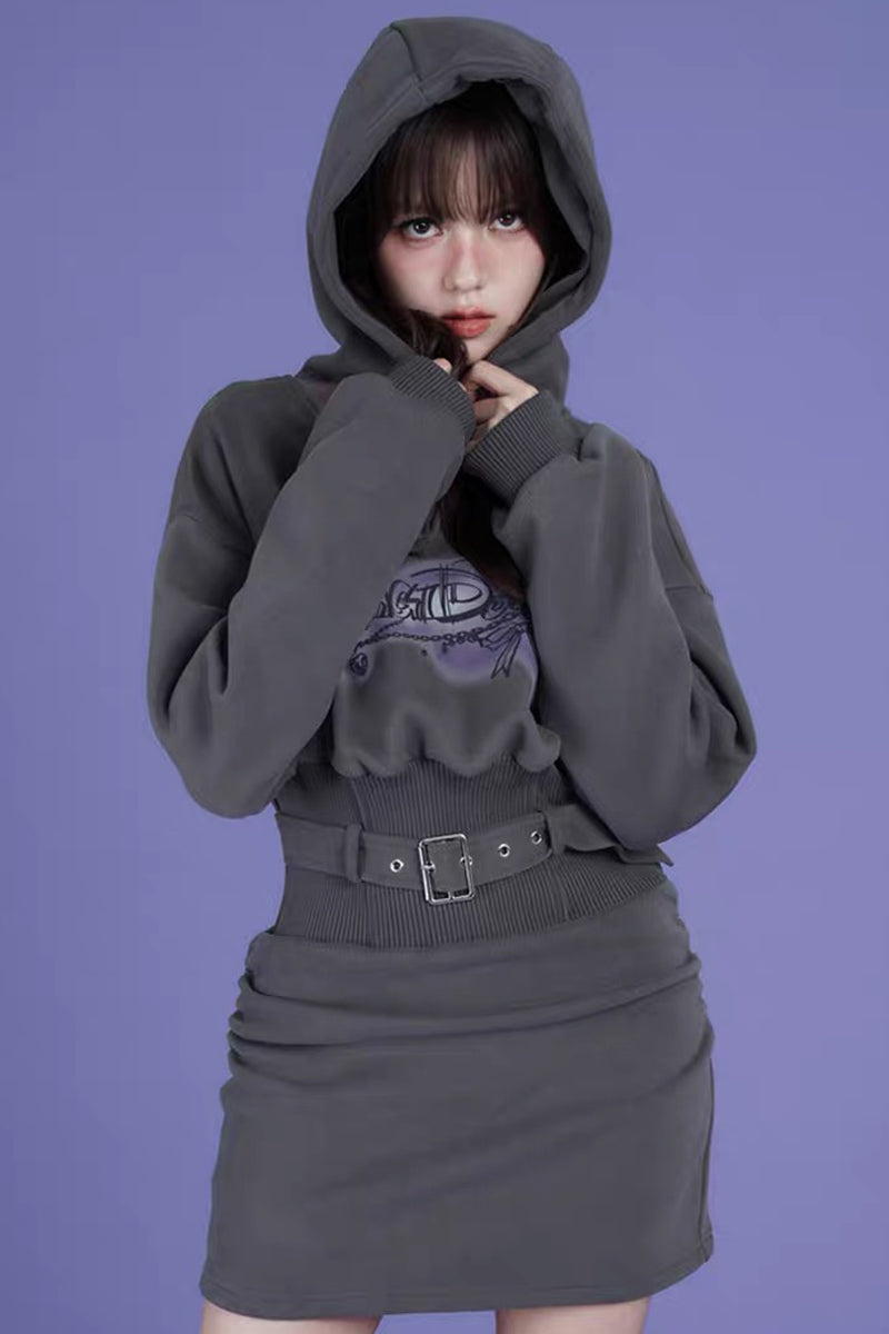 Hot Girl Fleece Hooded Sweatshirt Dress