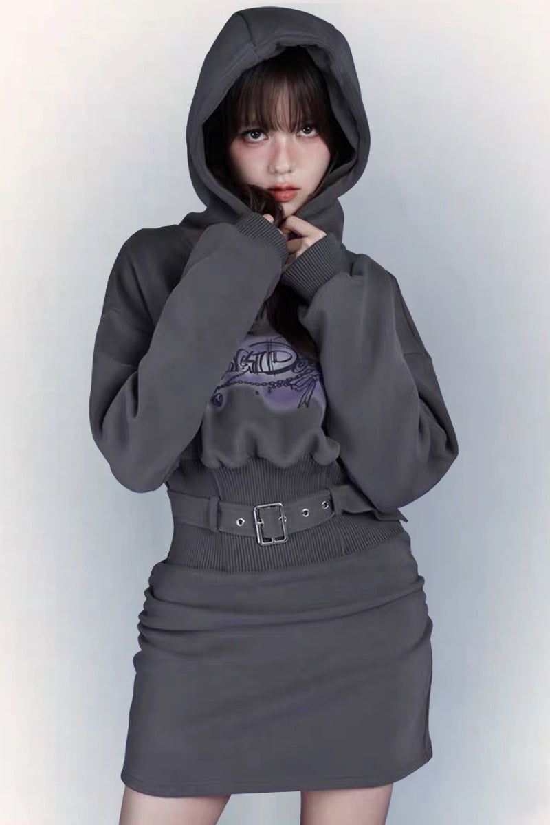 Hot Girl Fleece Hooded Sweatshirt Dress