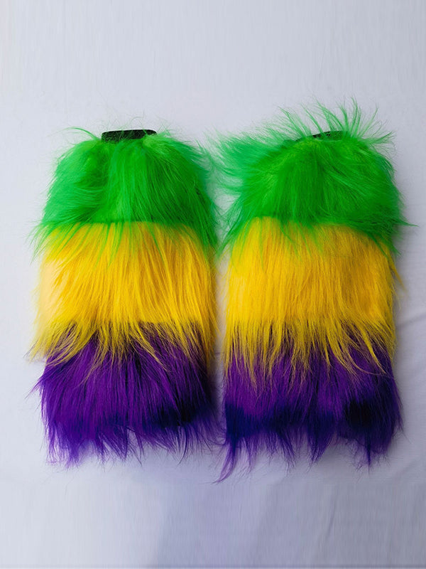 Long Fur Rainbow Leg Covers