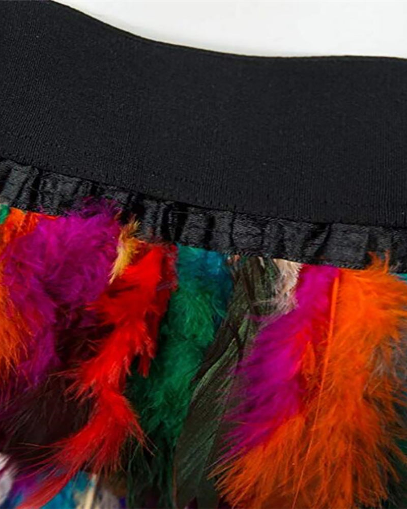 Luxurious Peacock Feather Performance Skirt