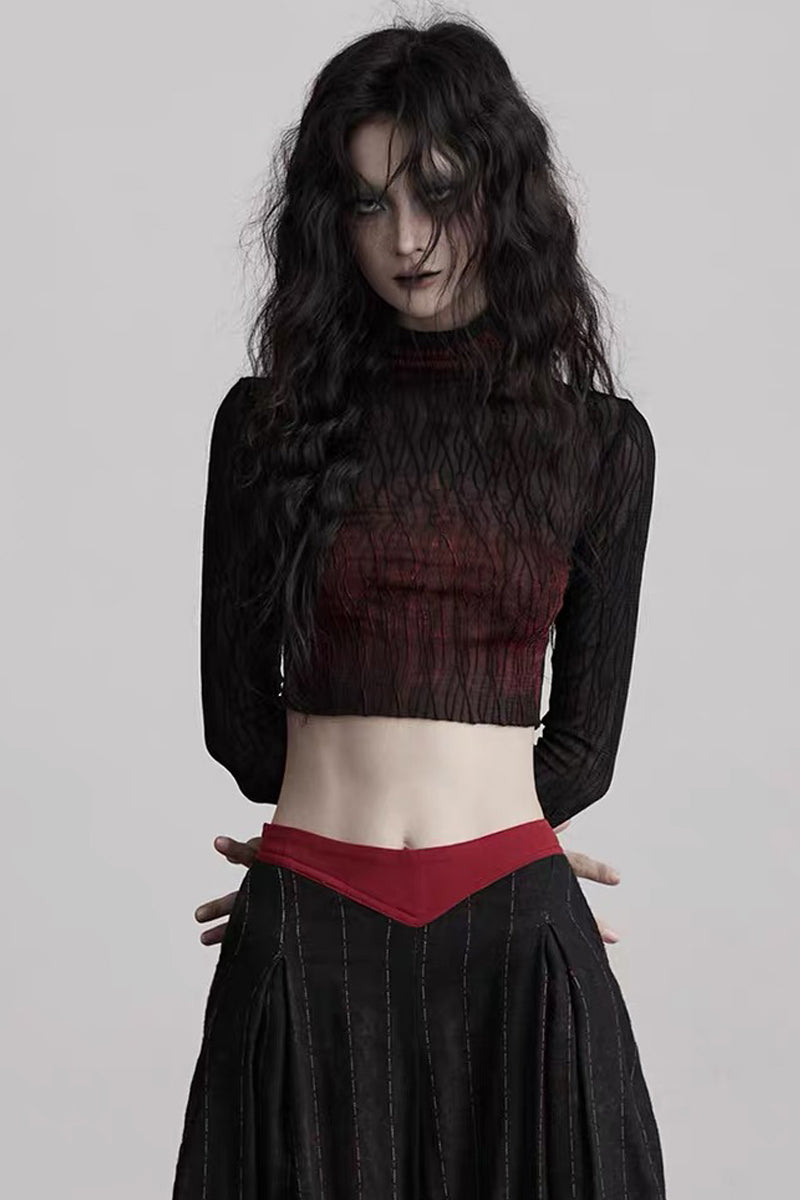 Punk Ombre Lace Knit Long Sleeve Top