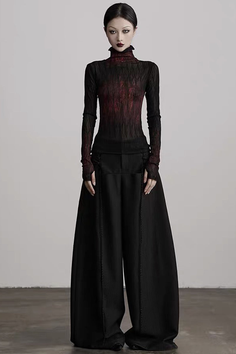 Punk Ombre Lace Knit Long Sleeve Top