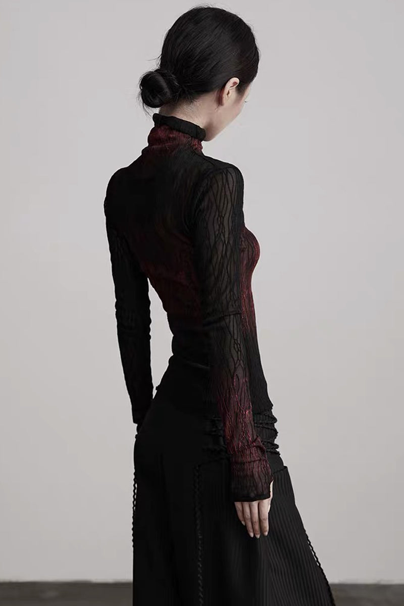 Punk Ombre Lace Knit Long Sleeve Top