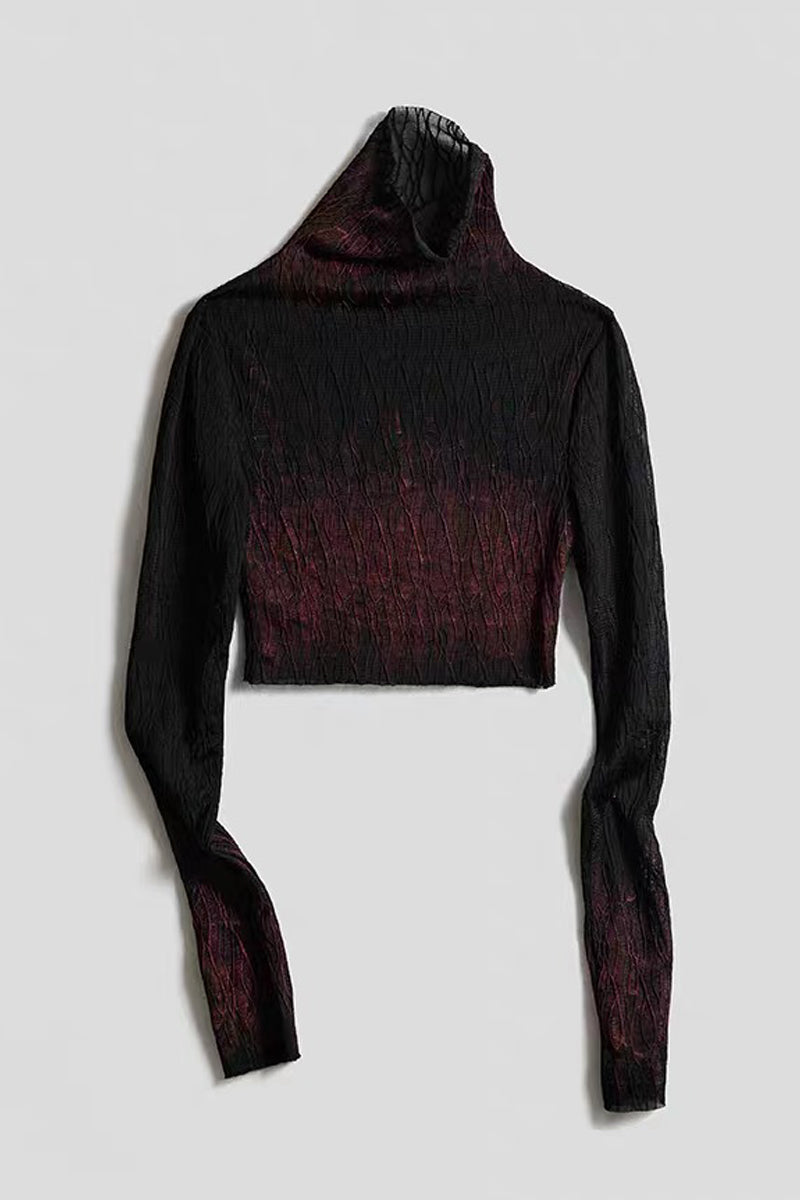 Punk Ombre Lace Knit Long Sleeve Top