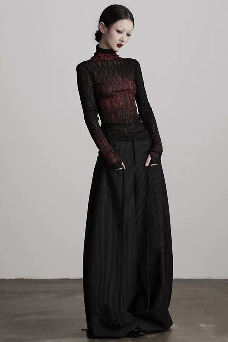 Punk Ombre Lace Knit Long Sleeve Top