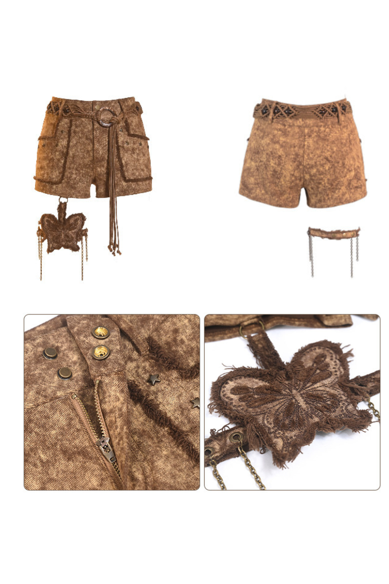 Post‑Apocalyptic Punk Top & Shorts Co‑ord Set