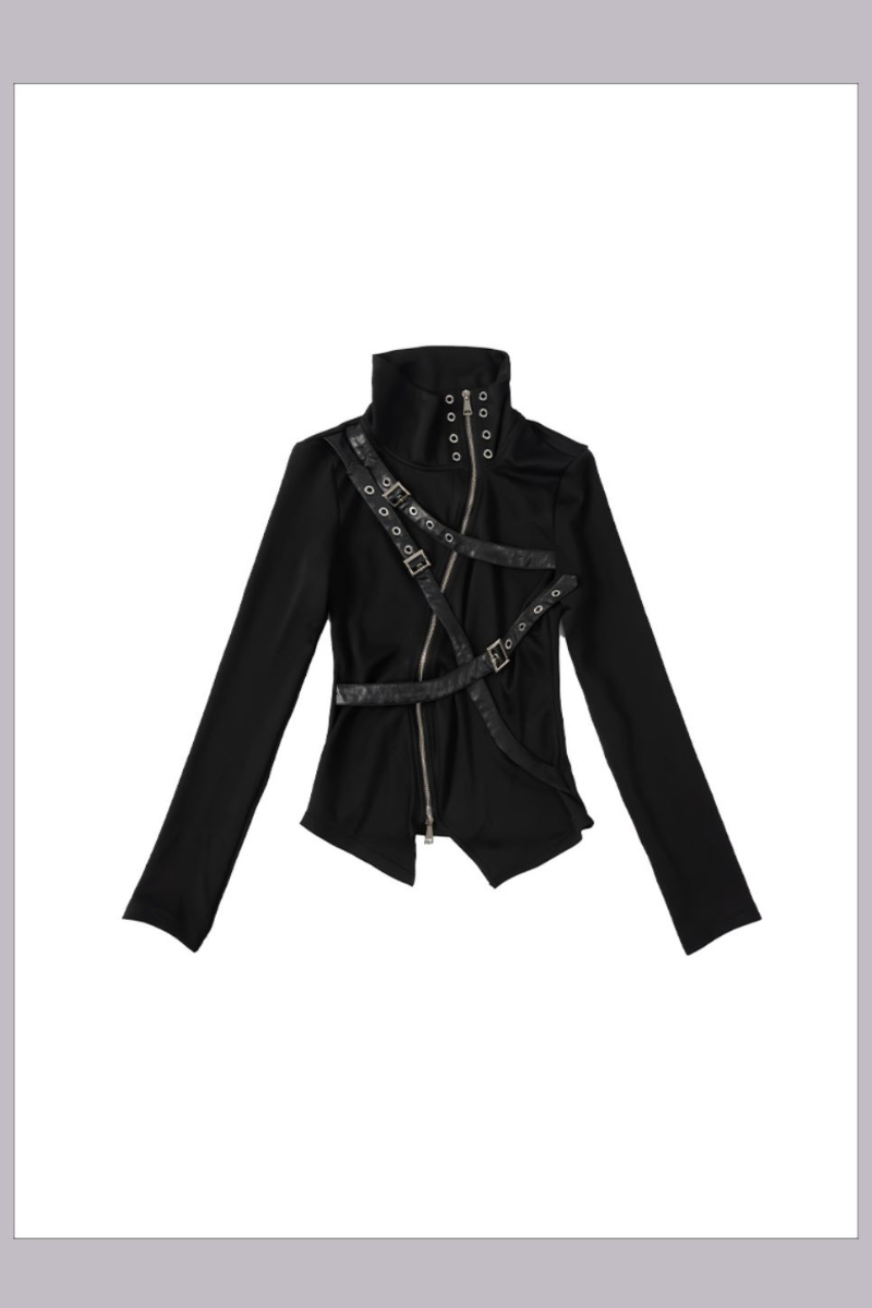 Punk Buckle Harness Long Sleeve Top