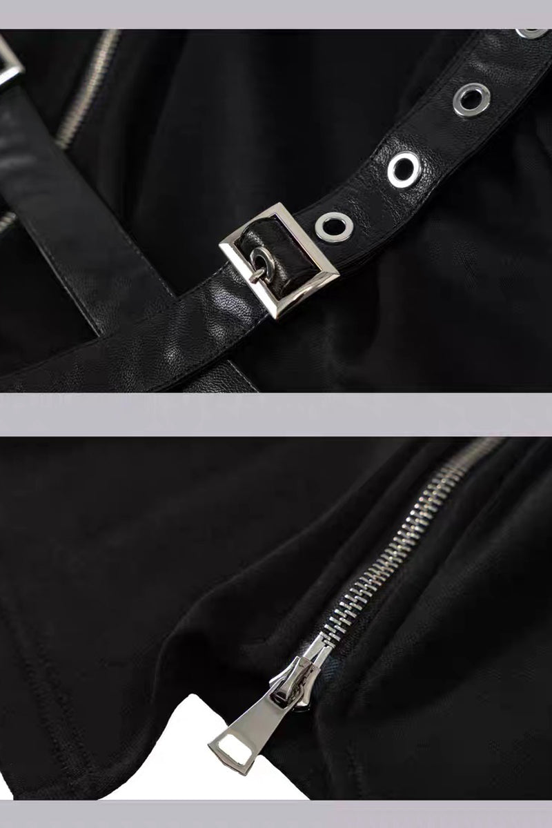 Punk Buckle Harness Long Sleeve Top