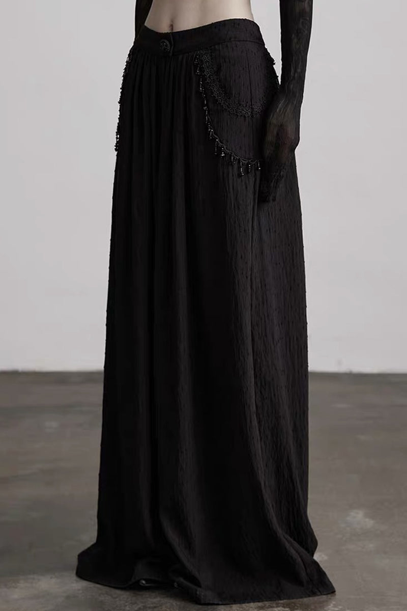 Punk Stone Pendant Textured Wide-Leg Pants